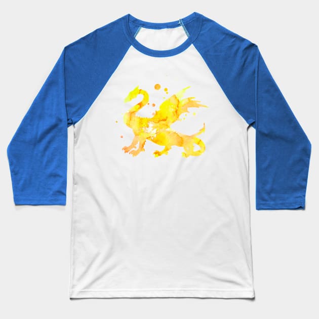 Yellow Dragon Watercolor Painting Baseball T-Shirt by Miao Miao Design